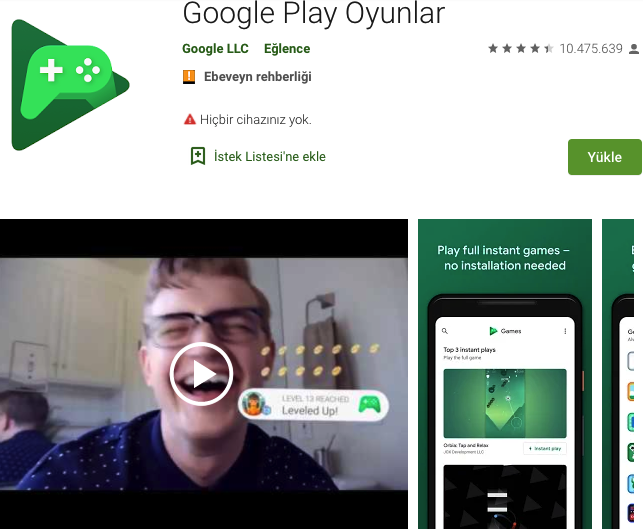 Google Play Oyunlar Ekran Kaydedici